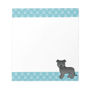 Black Staffordshire Bull Terrier Dog Illustration Notepad