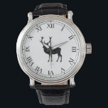 Black Stag Watch<br><div class="desc">Simple realistic silhouette drawing of a majestic black stag.</div>