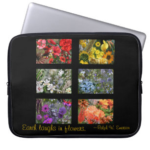 Black Stained Glass Window Flower Garden Laptop Sleeve