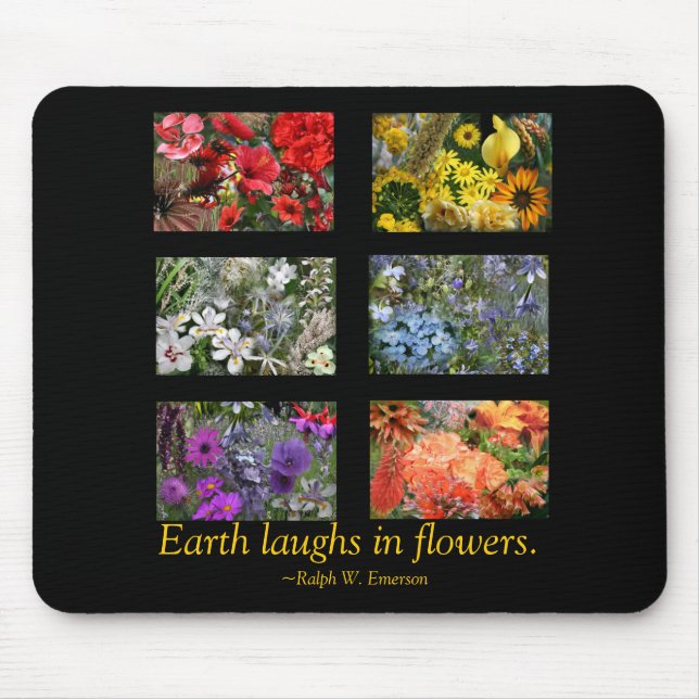 Black Stained Glass Window Flower Garden Mouse Pad (Front)