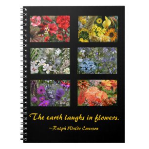 Black Stained Glass Window Flower Garden Spiral Notebook