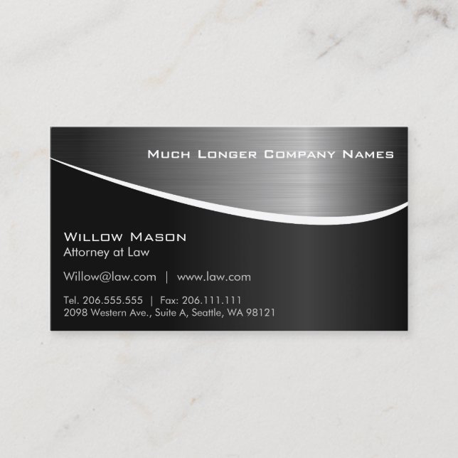 Black Stainless Steel Effect, Business Card Plus (Front)