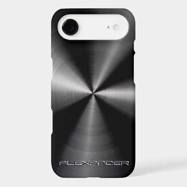 Black Stainless Steel Metal Pattern-Custom Text Case-Mate iPhone Case (Back)