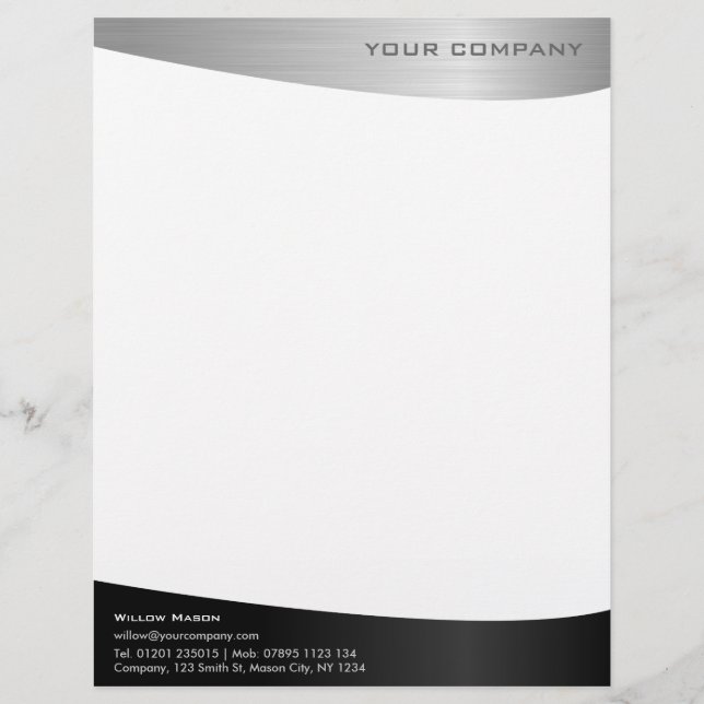 Black Stainless Steel Professional Letterhead (Front)