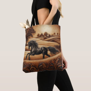 Black Stallion at Sunset Tote Bag