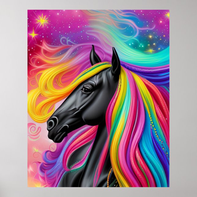 Black Stallion Colorful Mane Poster (Front)