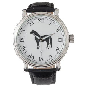 Black Stallion Elegant Horse Silhouette Drawing Watch