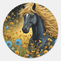 Black Stallion for Animal Lovers & Gift 🐎🌸