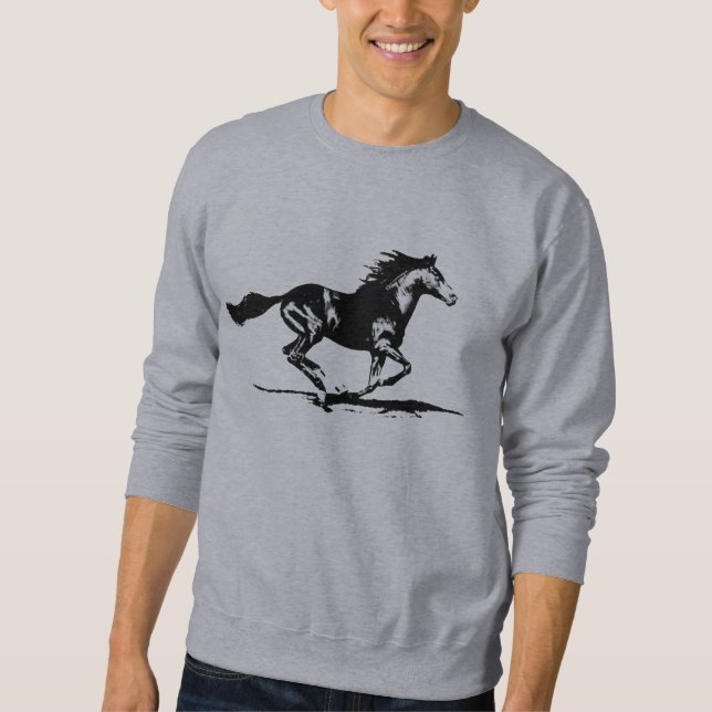 Black Stallion Horse Graphic Sweatshirt (Front)