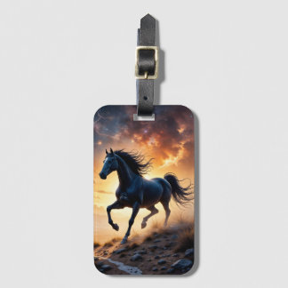Black Stallion in Desert Luggage Tag