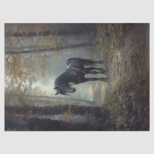 Black Stallion in the Woods Decoupage Tissue Paper