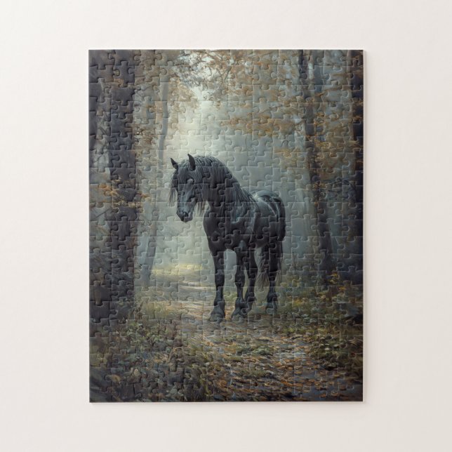Black Stallion in the Woods Jigsaw Puzzle (Vertical)