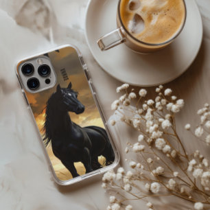 Black Stallion Personalized Name iPhone 16 Pro Case