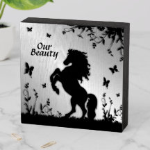 Black Stallion with Custom Text