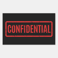Black Stamped Confidential Rectangular Sticker