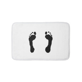 Black-Stamped Footprints (White) Bath Mat