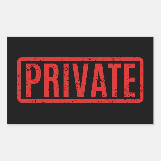 Black Stamped Private Rectangular Sticker (Front)
