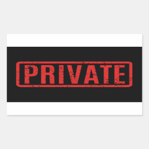Black Stamped Private Rectangular Sticker
