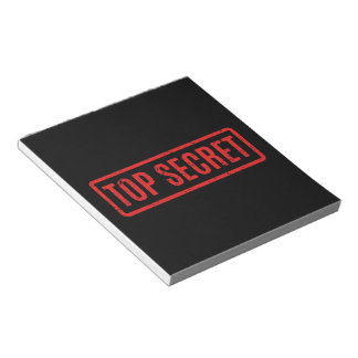 Black Stamped Top Secret Notepad