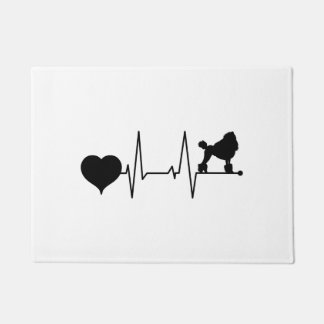 Black Standard Poodle Heartbeat Doormat