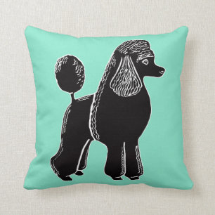Black Standard Poodle Light Mint Pillow