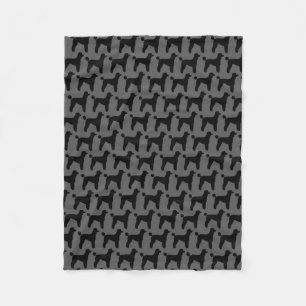 Black Standard Poodle Silhouettes Pattern Fleece Blanket