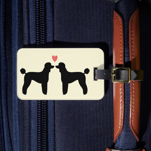 Black Standard Poodle Silhouettes with Heart Luggage Tag (Front Insitu 4)