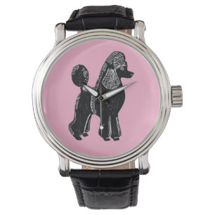 Black Standard Poodle with Pink Watch