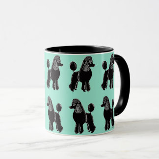 Black Standard Poodles Pattern Mint Mug