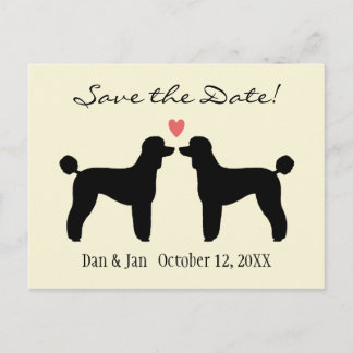 Black Standard Poodles Wedding Save the Date Announcement Postcard