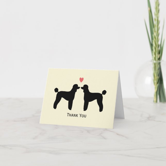 Black Standard Poodles Wedding Thank You Card (Front)