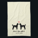 Black Standard Poodles with Heart and Text Tea Towel<br><div class="desc"></div>