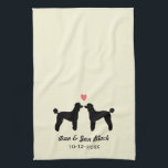Black Standard Poodles with Heart and Text Tea Towel<br><div class="desc"></div>