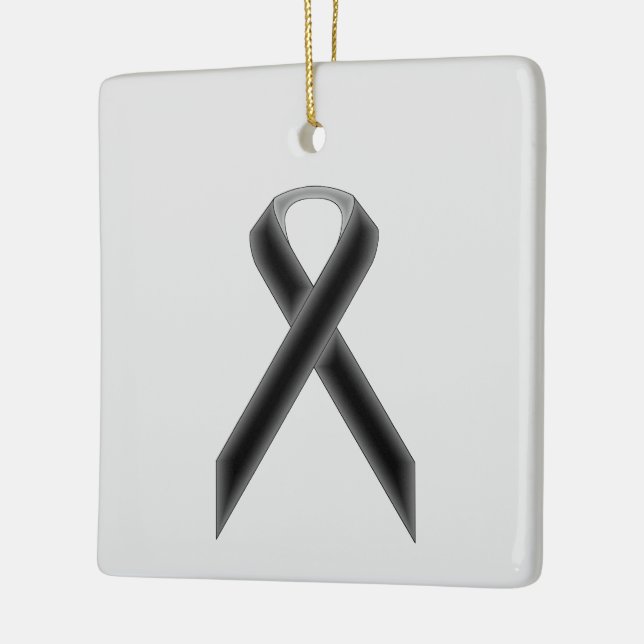Black Standard Ribbon by Kenneth Yoncich Ceramic Ornament (Left)