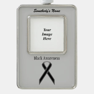 Black Standard Ribbon Tmpl(V-O) by Kenneth Yoncich Silver Plated Framed Ornament