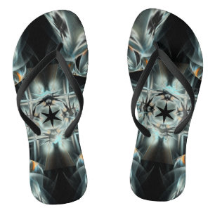 Black Star Abstract Black and White Pattern Jandals