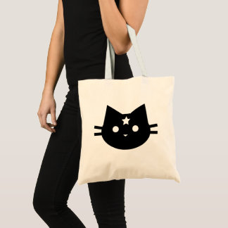 Black Star Cat Tote Bag