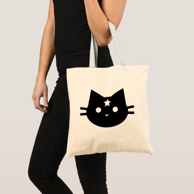 Black Star Cat Tote Bag (Front (Product))