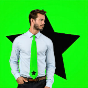 Black Star on Neon Green Tie