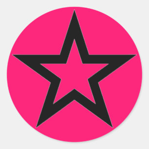 Black Star on Pink - Sticker