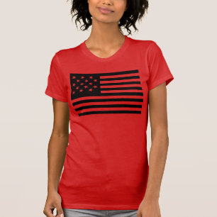 Black Star-Spangled Banner America Flag T-Shirt