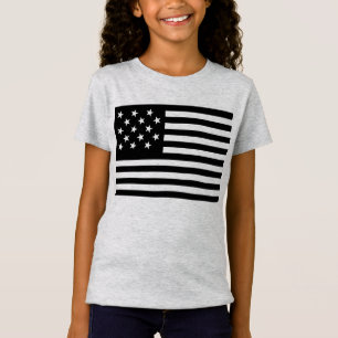 Black Star-Spangled Banner America Flag T-Shirt