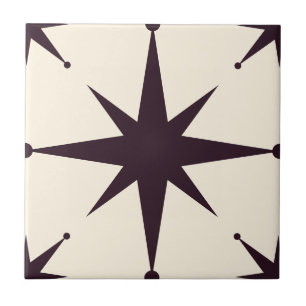 black Starburst Mid Century Modern Vintage Tile