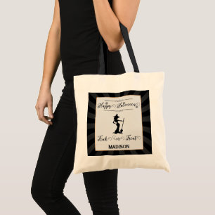Black Starburst Witch Halloween Trick or Treat Tote Bag