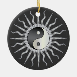 Black Starburst Yin Yang Ceramic Tree Decoration