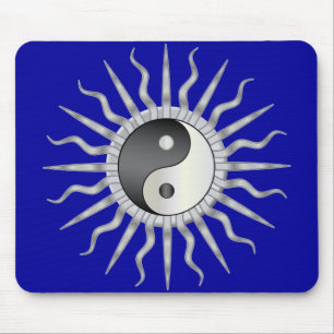 Black Starburst Yin Yang Mouse Pad