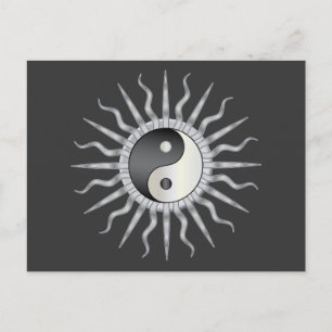 Black Starburst Yin Yang Postcard