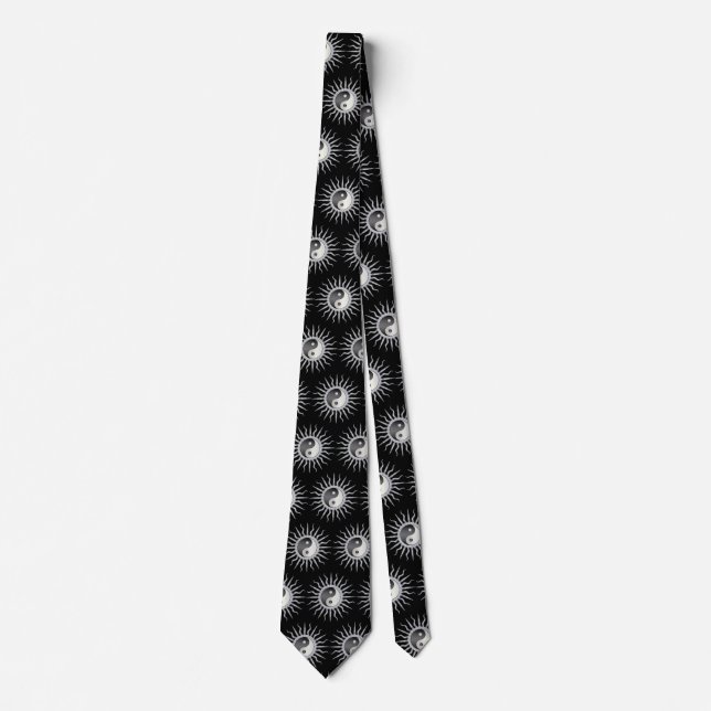 Black Starburst Yin Yang Tie (Front)