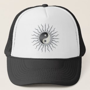 Black Starburst Yin Yang Trucker Hat