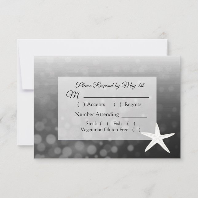 Black Starfish Oceanic Wedding RSVP card (Front)